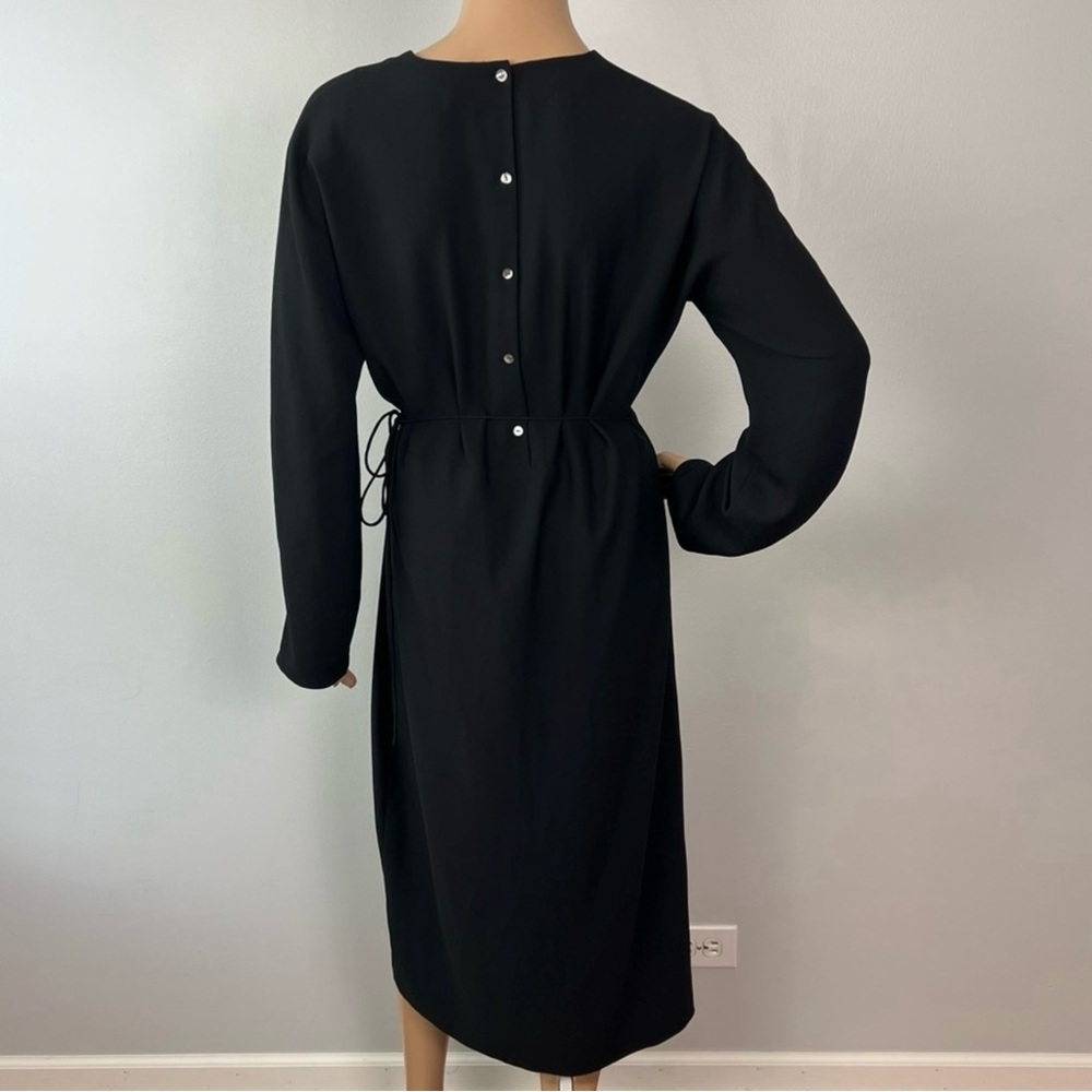 VINCE BLACK LONG SLEEVE BUTTON-BACK MIDI DRESS - Picture 9 of 11